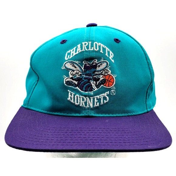 VINTAGE‎ CHARLOTTE HORNETS LOGO 7 HAT CAP SNAPBACK TEAL PURPLE NBA MENS